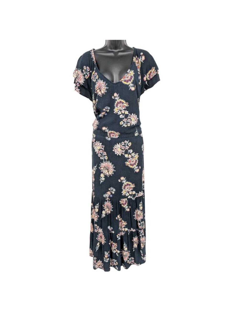 Floral Tiered Maxi‎ Dress Cottage Flowy Festival Resort Casual Vacation XLarge
